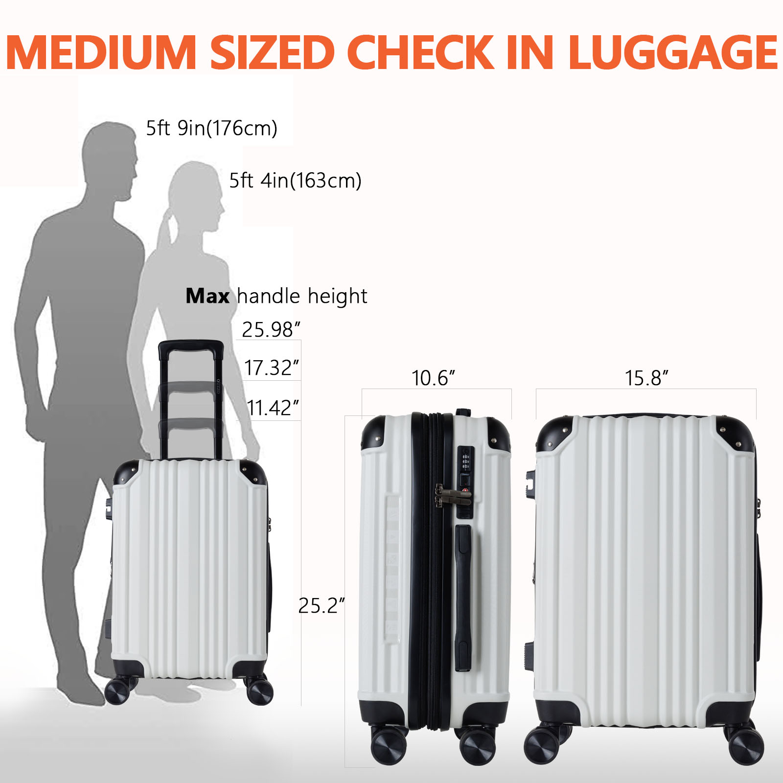 Expandable Carry On Suitcase 24inch with TSA Lock, ABS Luggage & Corner Protector for Personal Travel & Business Trips