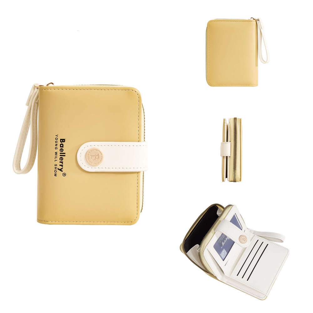 New Women's Short Baellerry Fresh Style Snap Button Soft Wallet Fashion Zipper Coin Purse