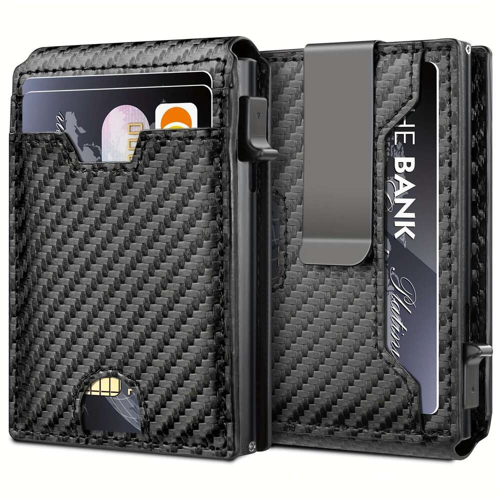 Carbon Fiber Leather Multi-Card Slot Short USD Clip Anti-Theft 80% off Men's Wallet