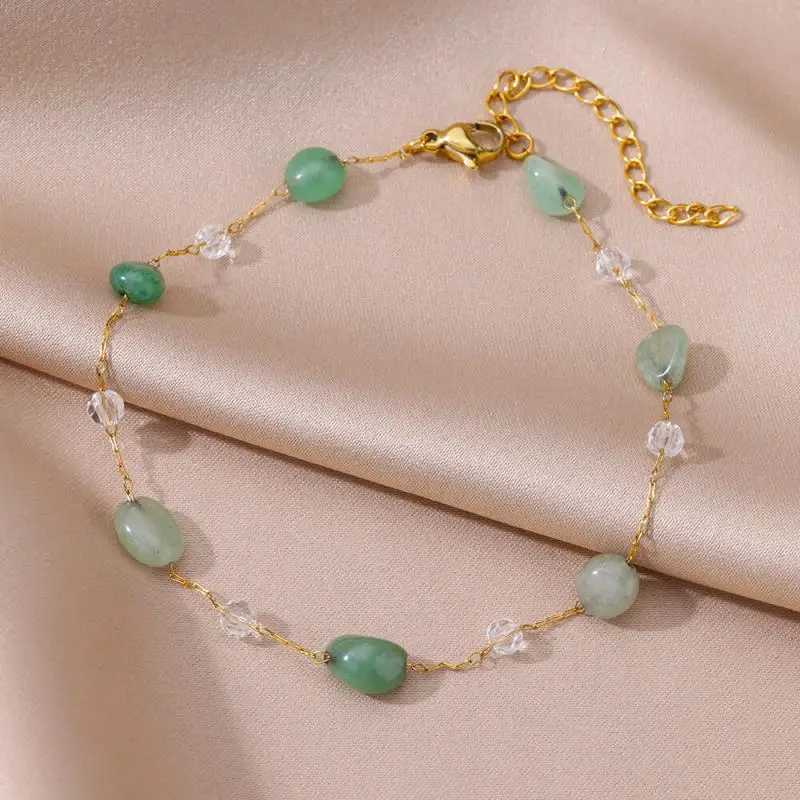 Anklets for Women Stainless Steel Stone Beaded Chain Anklet Summer Beach Accessories Boho Leg Bracelets Jewelry Tobilleras Mujer W250604