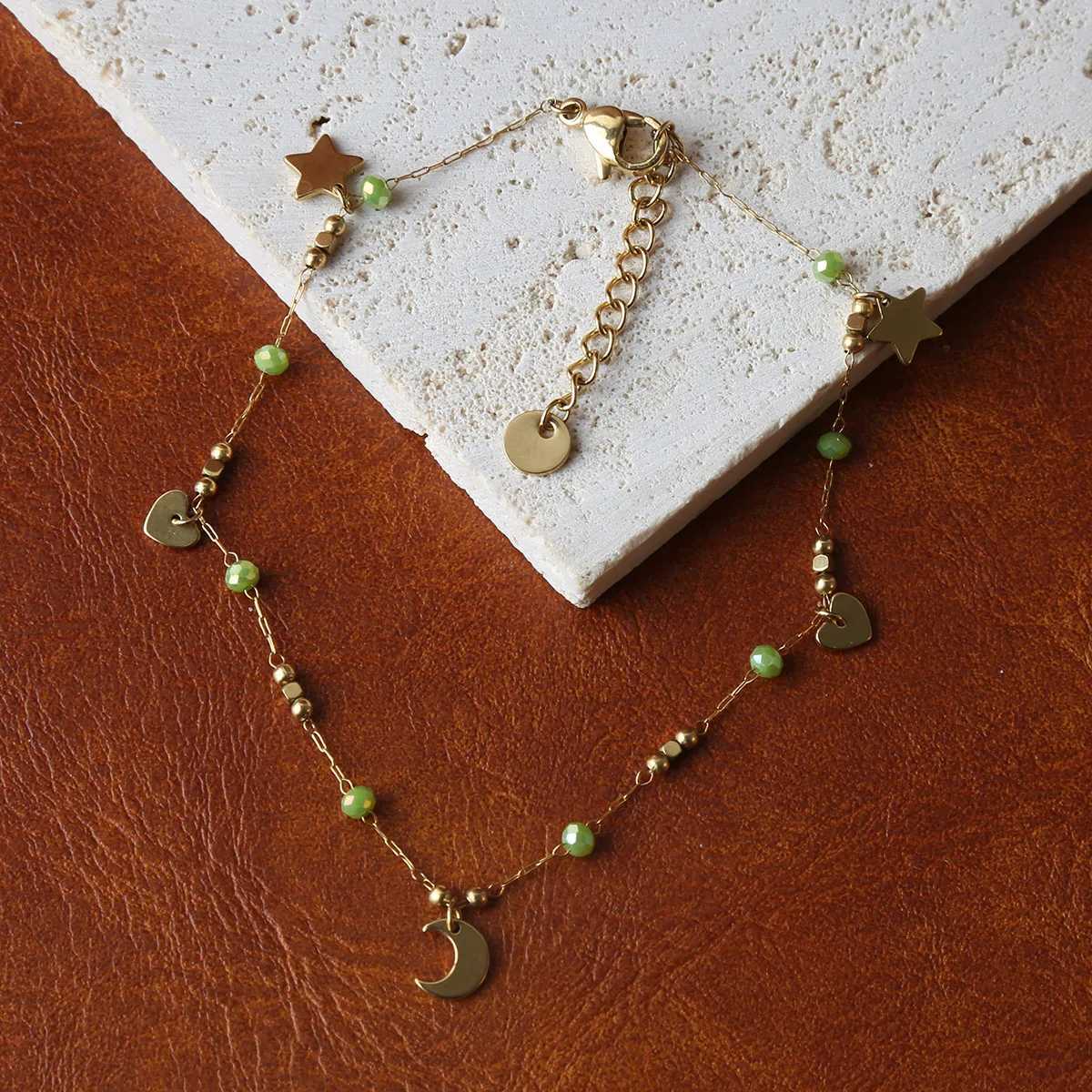 Anklets for Women Summer Beach Accessories Stainless Steel Stone Bead Chain Anklet Gold Color Leg Bracelets Bodychain Gifts W250604