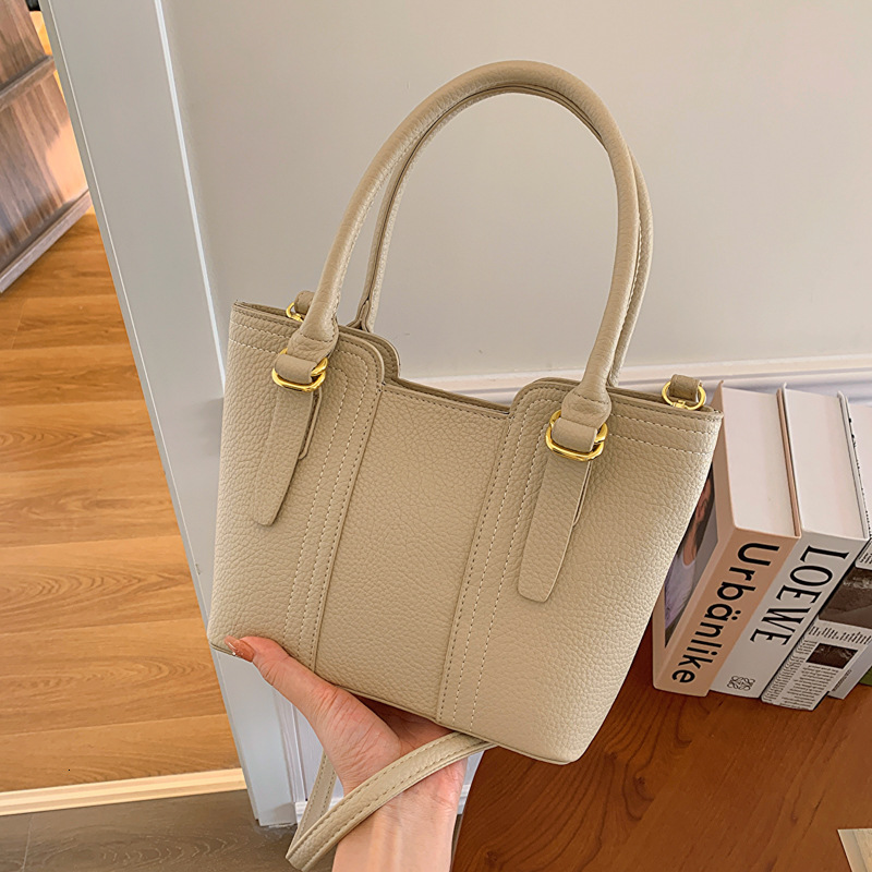 designer Korean Style Simple Fashion Design Shoulder Bag 2025 Spring Summer New Litchi Pattern Handheld Tote Small Square Bag