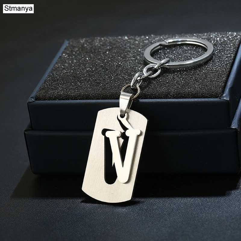 Charm New 26 Letters Stainless Steel Key Chain Men Women keychain Best Couple gift Jewelry Car Key Ring A-Z Keychain M250604