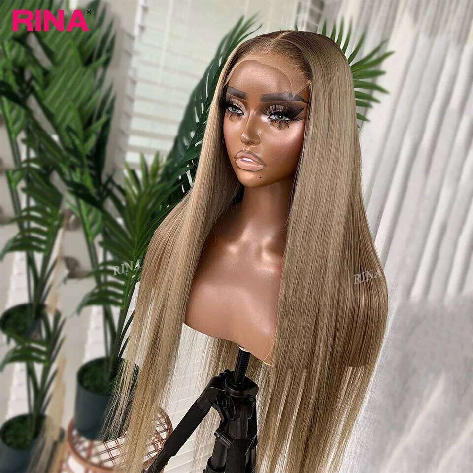 Ombre 13X6 13X4 Transparent Frontal Straight Blonde with 1B Roots Human Hair Lace Front 5X5 Closure Wig