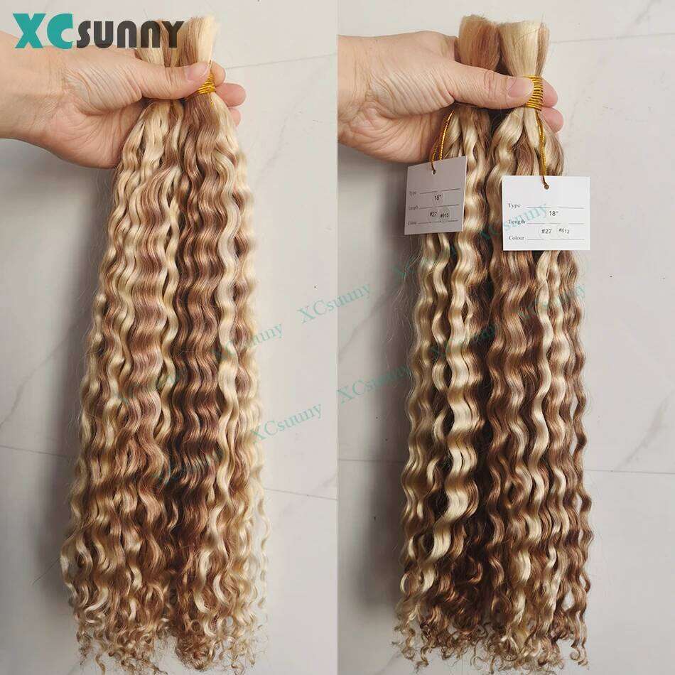 Curly Human Braiding 27 613 Loose Deep Wave 4 30 Double Drawn Bulk Hair For Boho Braids