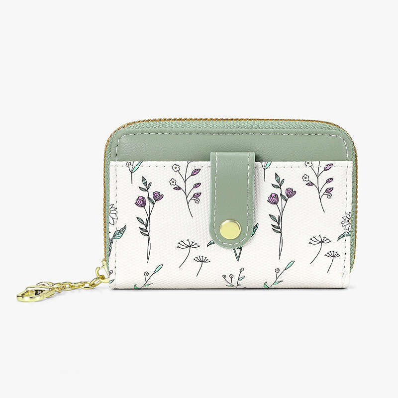 Zipper Card Holder Ins Style Simple Floral Purse Mini Small Portable Coin Storage Bag
