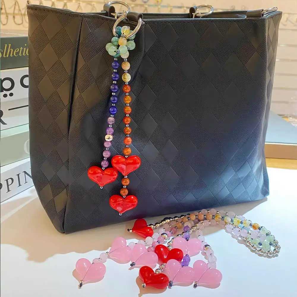 Big Red Love Heart Womens Bag Charms Y2K Bag Packaging Accessories Fashion Lady Jewelry Keychain Beads Chain For Key Bags W250604