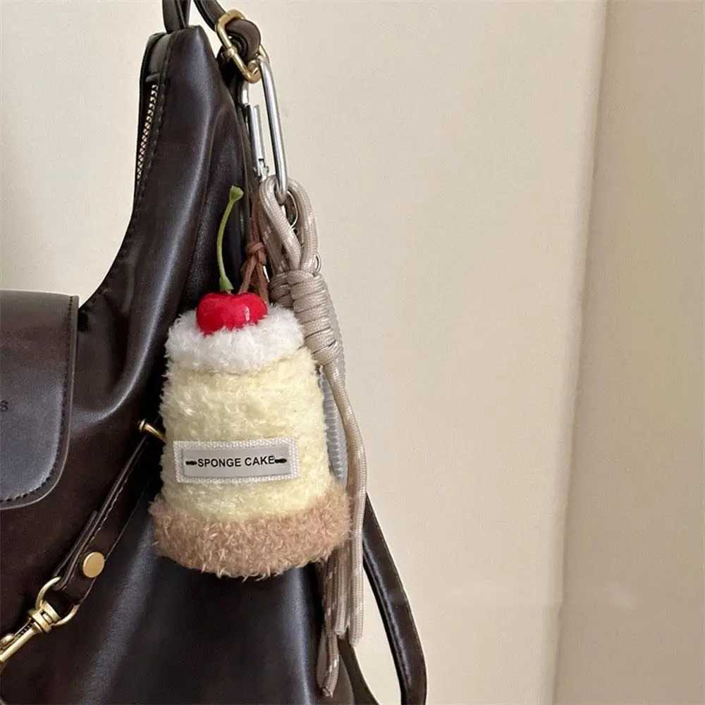 Cute Plush Cake Sand Coffee Shape Weaving Rope Y2k Bag Pendant Keychain DIY Phone Ornament Charm Bag Hanging Decoration W250604