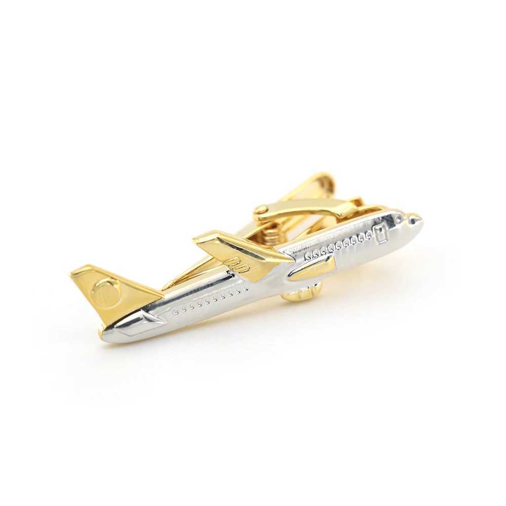 Quality Brass Material Novel Golden Color Plane Tie Pin For Men Aircraft Tie Clips Wholesale Retail W250604