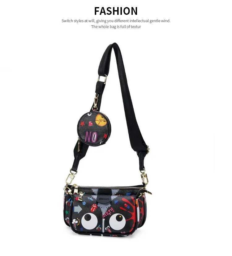 Summer Trendy Ribbon Single Shoulder Diagonal Cross Womens Printed Bag 3-Piece Set Mini Small Combination Bar Bag European and W250604