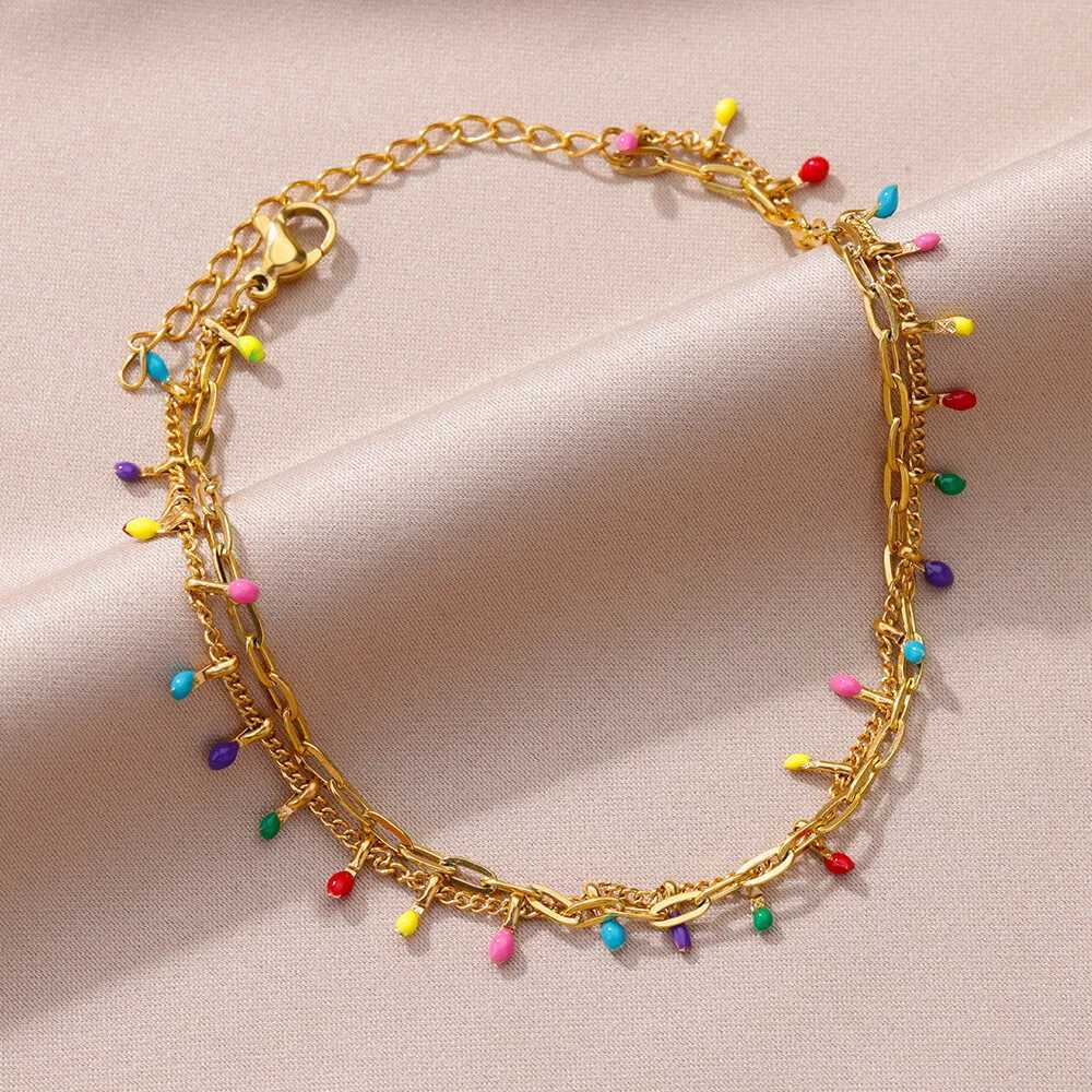 Anklets for Women Summer Beach Accessories Stainless Steel Imitation Pearl Chain Anklet Gold Color Leg Bracelets Bodychain Gifts W250604