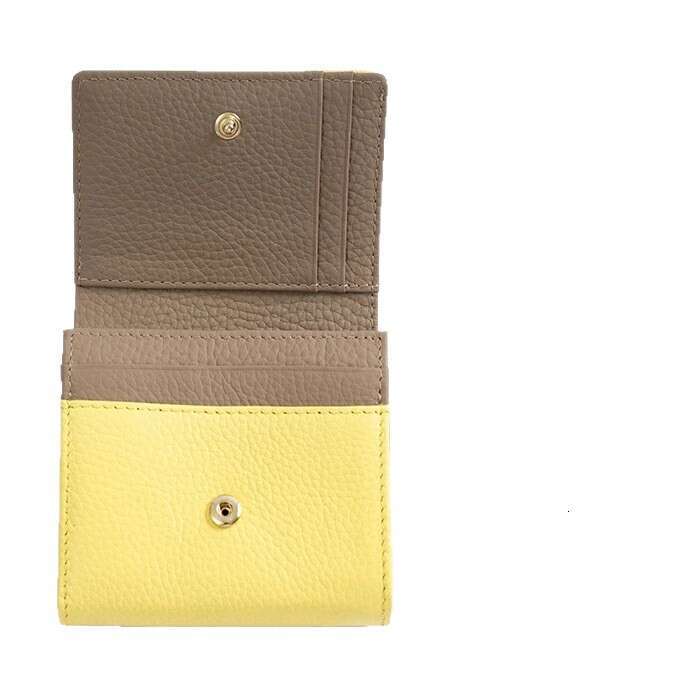 Top Layer Cowhide Women's 70% off Short Wallet Simple Multi-Card Slot Anti-Theft Brush Color-Block Large Capacity Coin Purse
