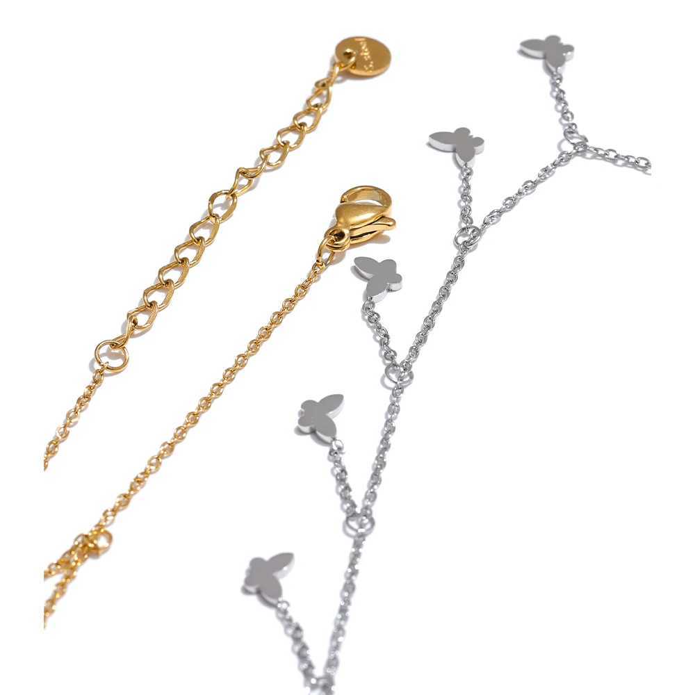 Yhpup Trendy Stainless Steel Butterfly Chain Drop Foot Anklet for Women 18K PVD Plated Summer Beach Charm Jewelry Accessories W250604