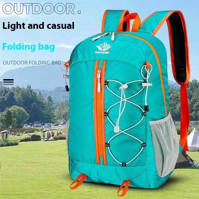 Outdoor Sports Ultra-light Large Capacity Folding Backpack with Breathable Shoulder Straps for Traveling and Hiking W250603