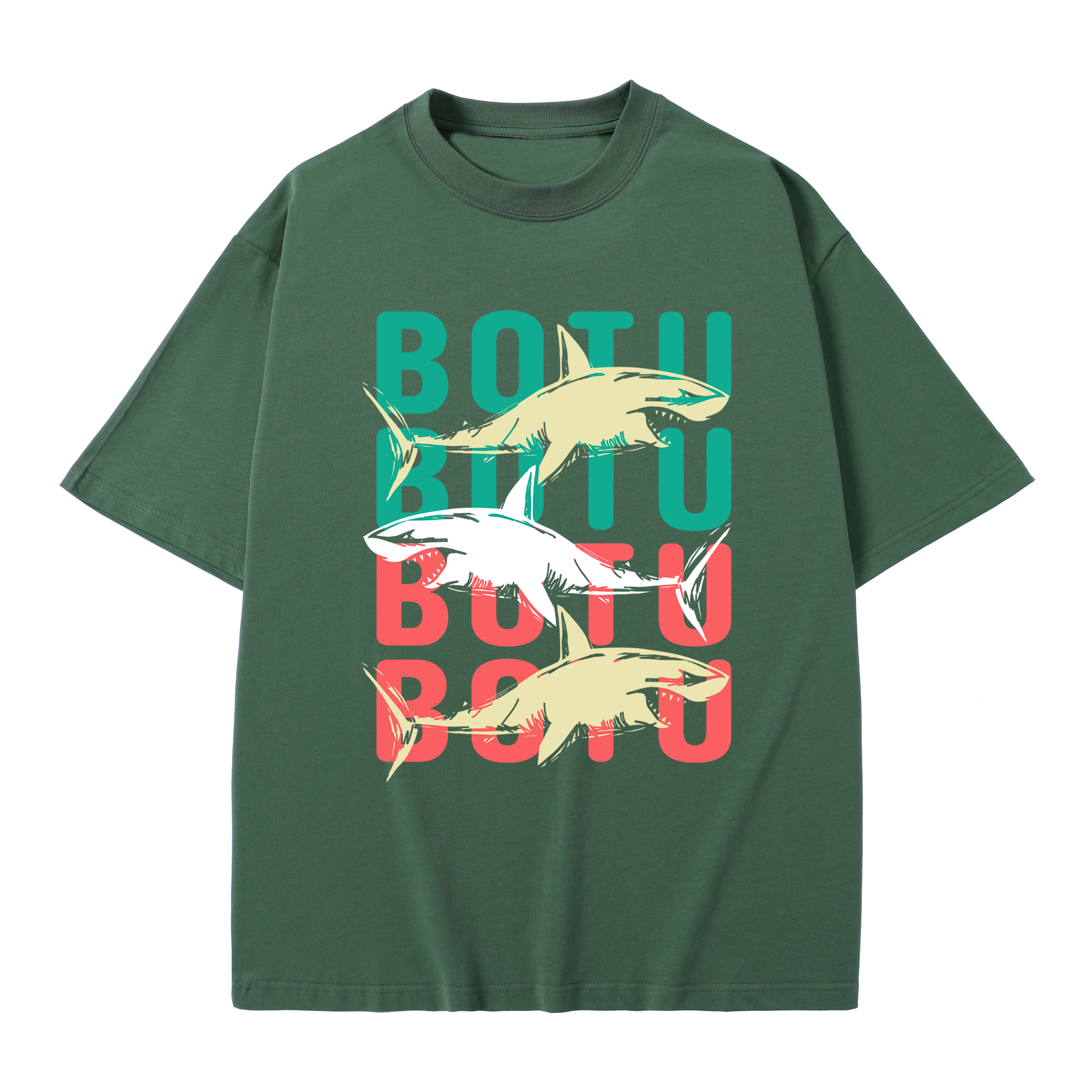 T-shirt men's top designer cotton T-shirt the Great White short sleeved clothing high-quality fashionable T-shirt BROADTRUE