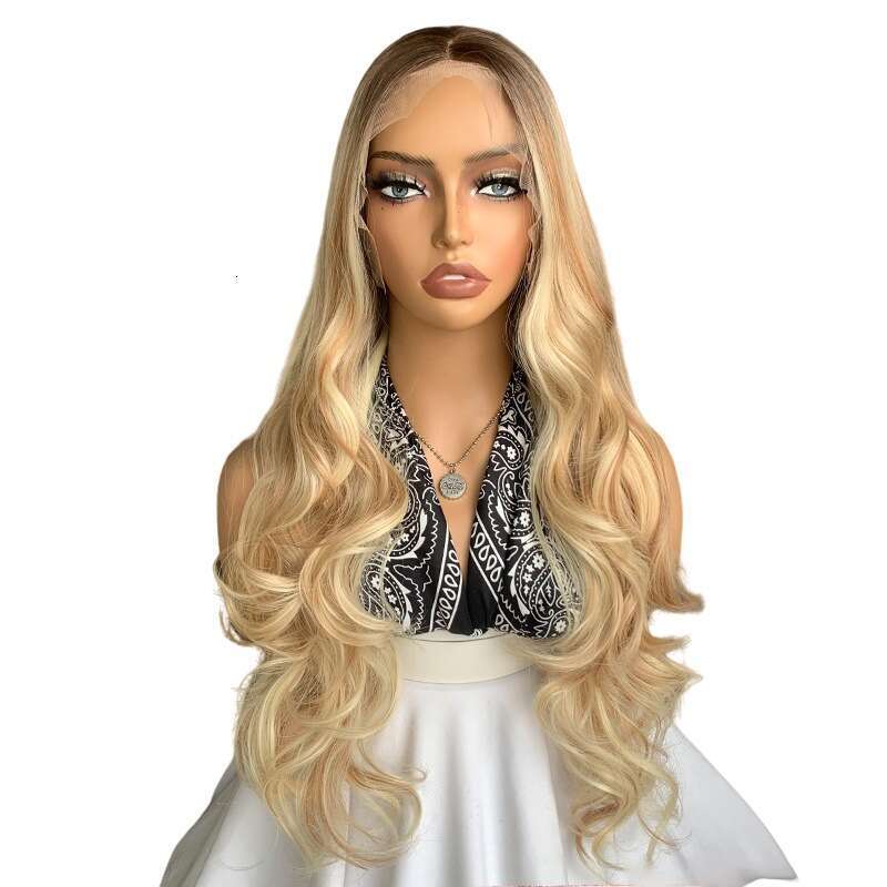 Fashion Front Lace Long Curly Gradient Synthetic Fiber High-Temperature Silk 13*4 Hand-Woven Wig Women's Hairpiece