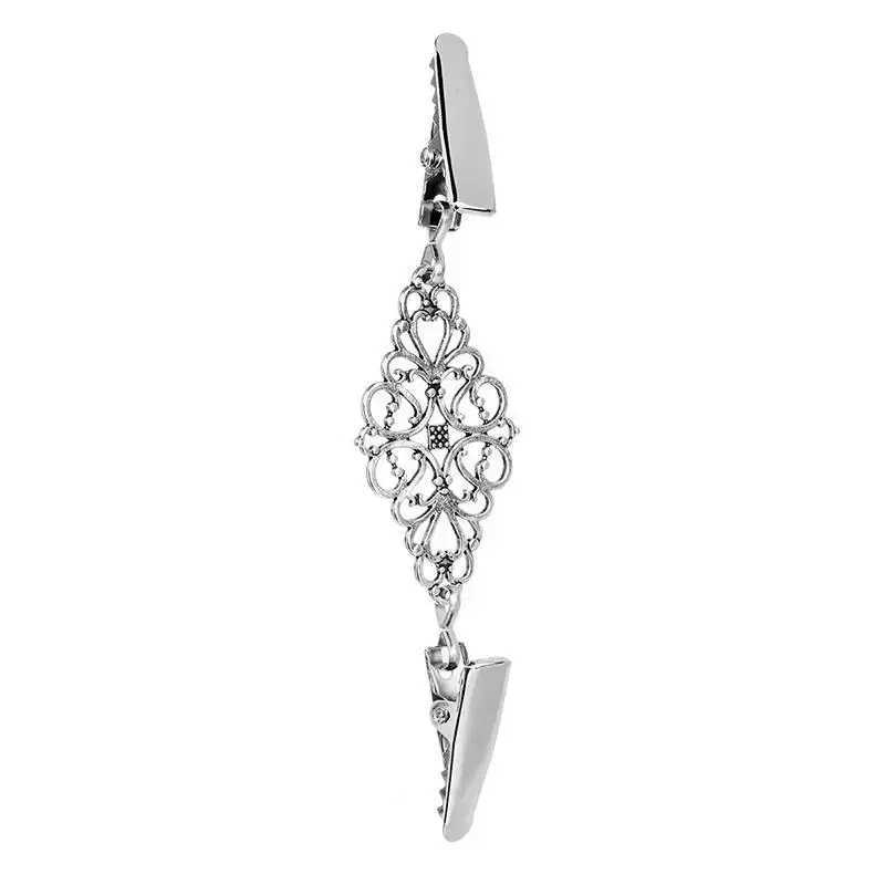Women Dress Jewelry Cardigan Clip Brooch Fasteners for Clothes Clothespins Scarf Clip Brooch Sliver Pin Buckle Clip Holder W250604
