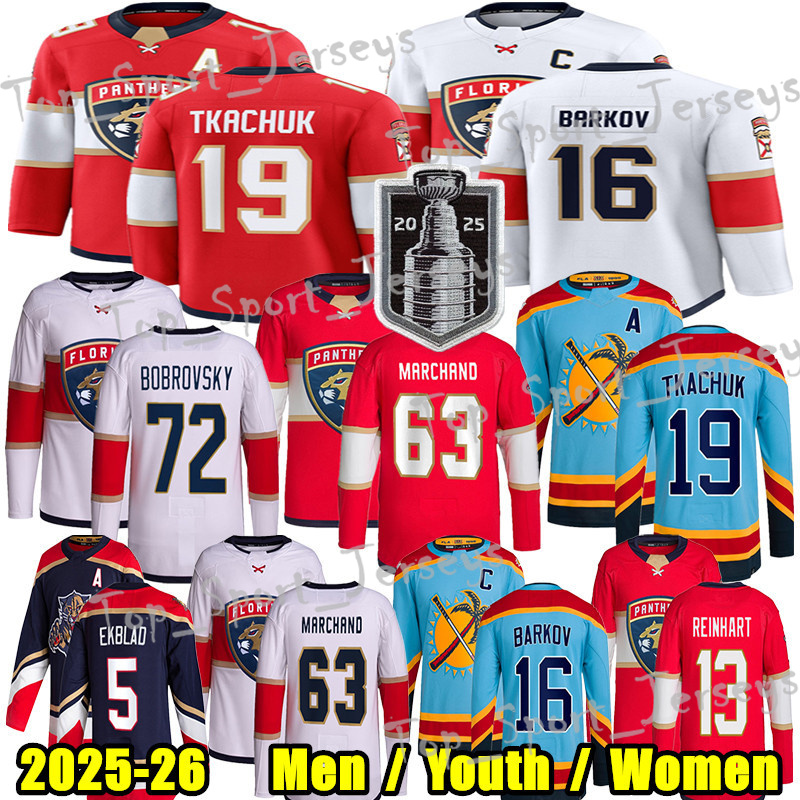 2025 Stanley Cup Final #16 Aleksander Barkov Jersey FloridaS Hockey Jersey Panthers Jersey #19 Matthew Tkachuk Sam Bennett Brad Marchand Sergei Bobrovsky jerseys