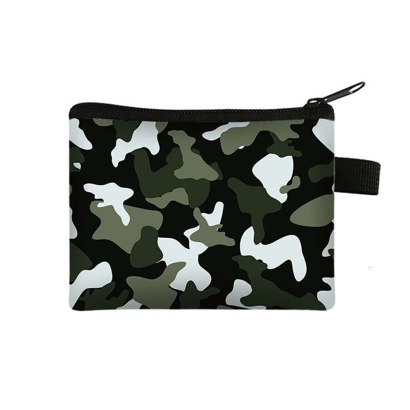 New Children's Simple Purse Camouflage Pattern Portable Card Holder Coin Key Storage Bag with Printing