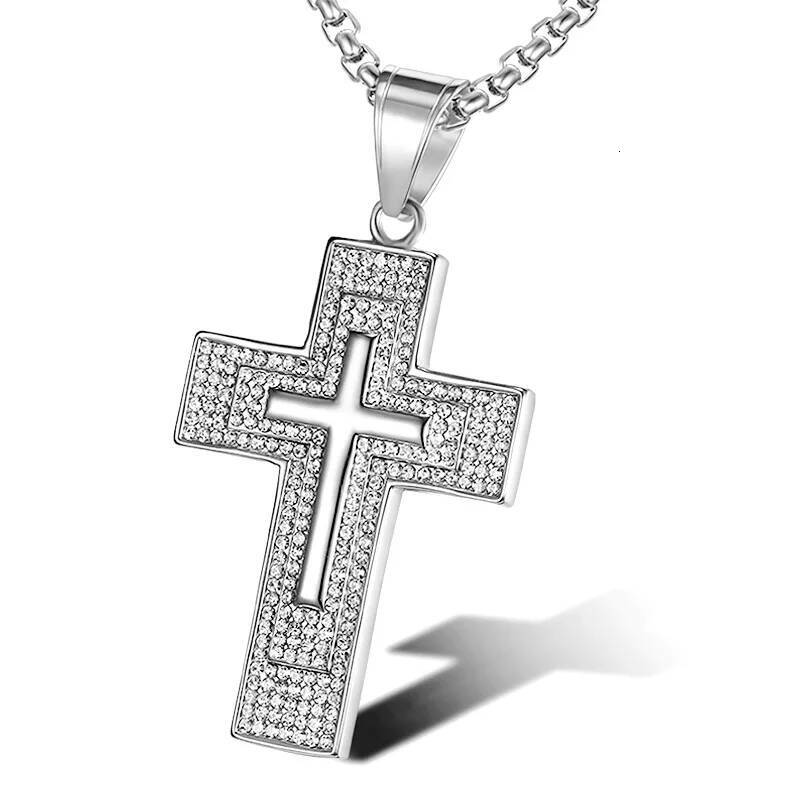 Hip Hop gold color Large Pendant Iced Out Shining zircon Fashion Bling Cross Men Chain Necklace Jewelry