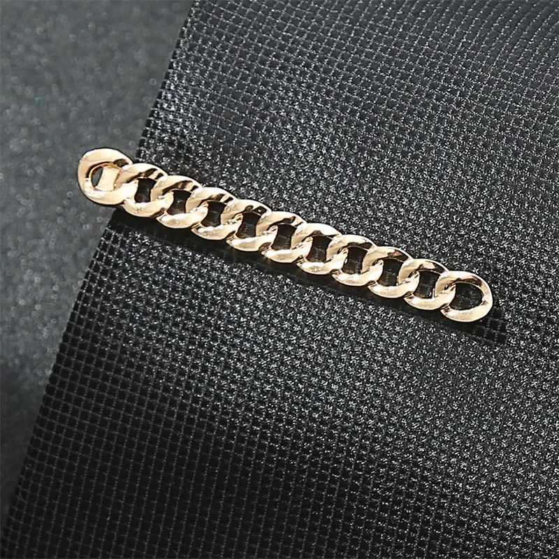 Fashion Metal Men Tie Clip Luxury Gold Hand Watch Chain Stainless Steel Jewelry Creative Gifts W250604