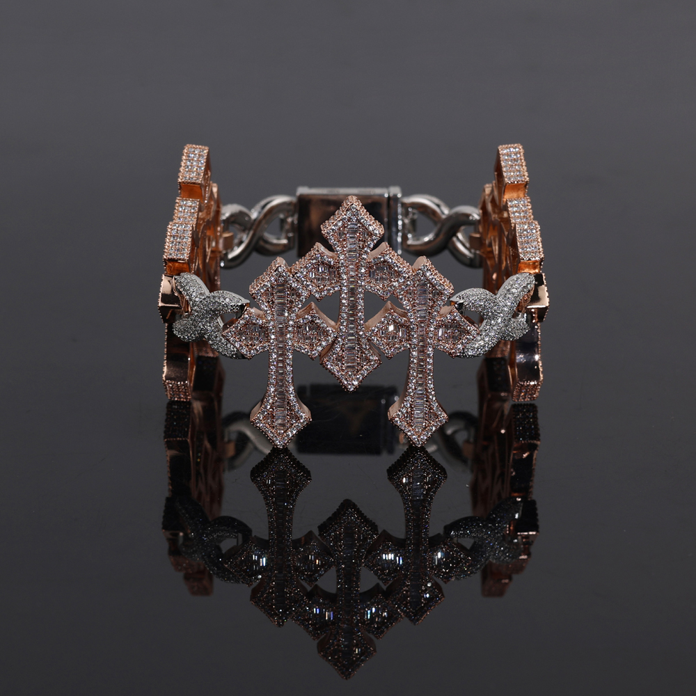 sdzstone 2025 NEW design Vintage Cross Pendant Iced Out Baguette Cubic Zircon Charm Fashion Necklace Hip Hop Jewelry Gifts For Women Men