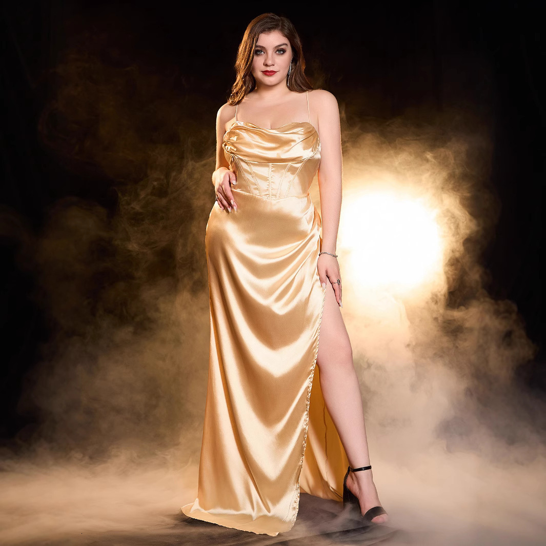 New Dress Sexy Banquet Gold Dress Ball Dress Large Womens Dress