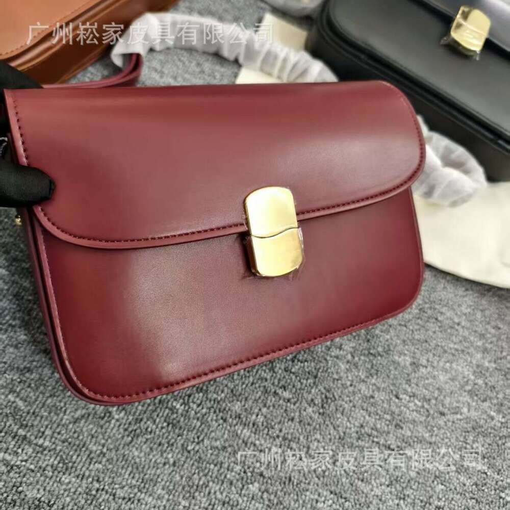 Women's Bags Designer Women's Bags Designer French Sezane Small Square Genuine Leather Melard Shoulder Tote Bag With Metal Lock