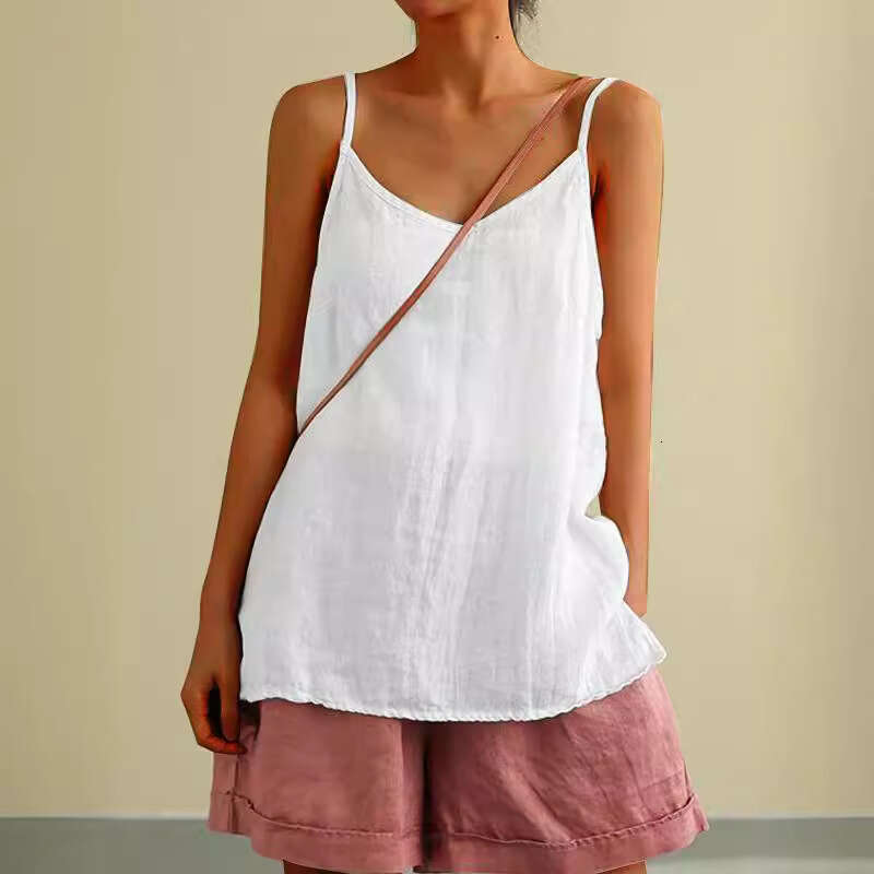 Camisole Women's Summer New Loose Cotton Linen Inner Layer Sleeveless Versatile Base Top B5