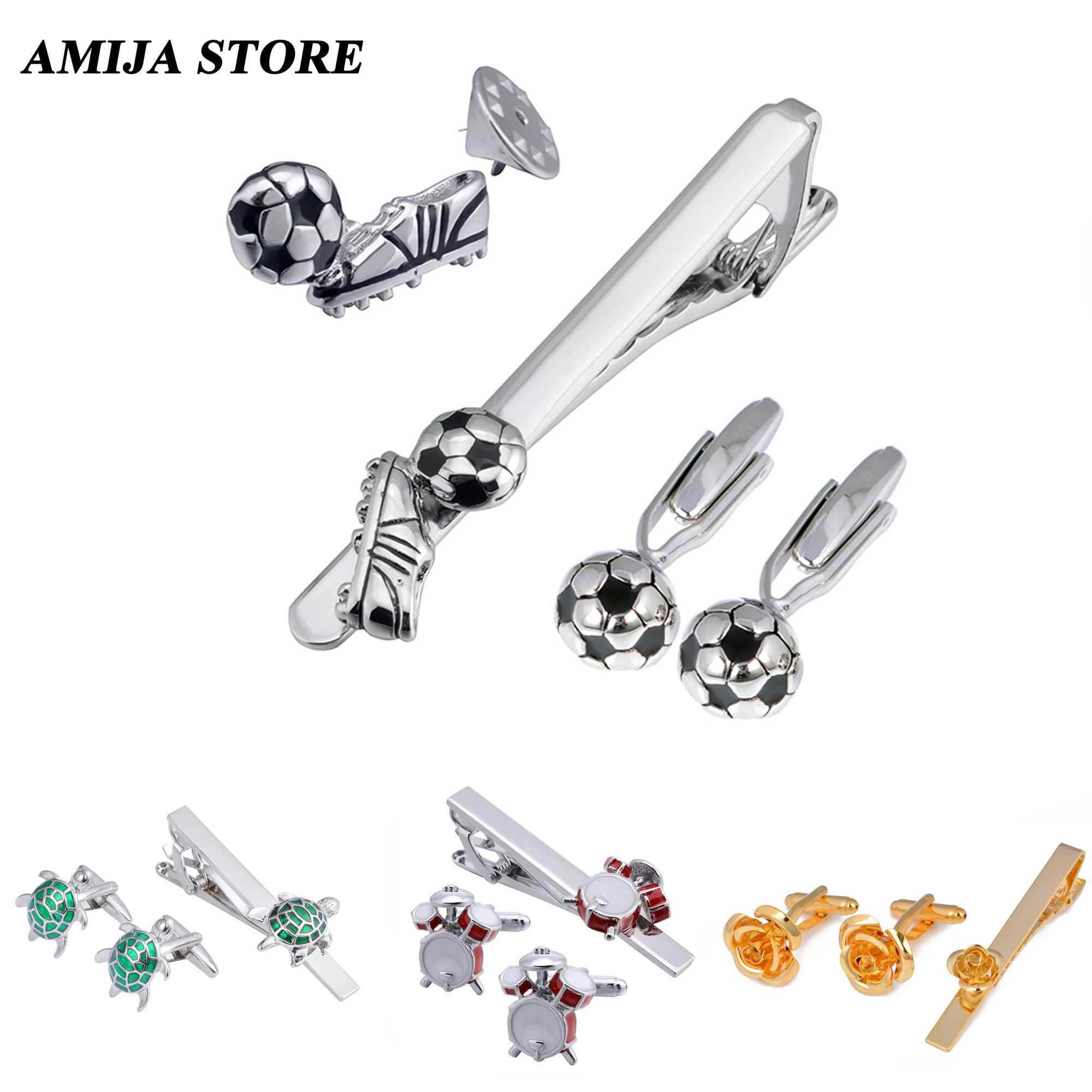 Fashion Mens Tie Clips Cufflinks Set Formal Shirt Accessories Bee Rose Turtle Guitar Mens Jewelry For Wedding Ceremony Gift W250604