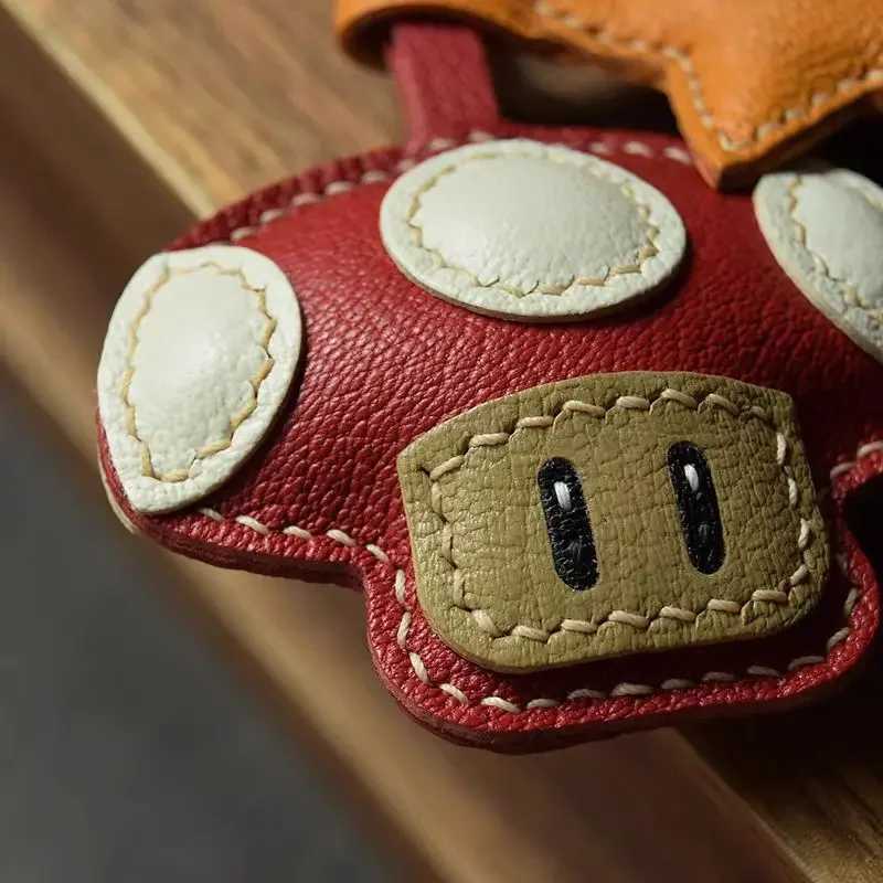 Sheepskin Handmade Real Leather Cute Mushroom Bag Charm Keychain Gift Cute Decoration for Bags Exquisite Charm Bag Accessories U250630