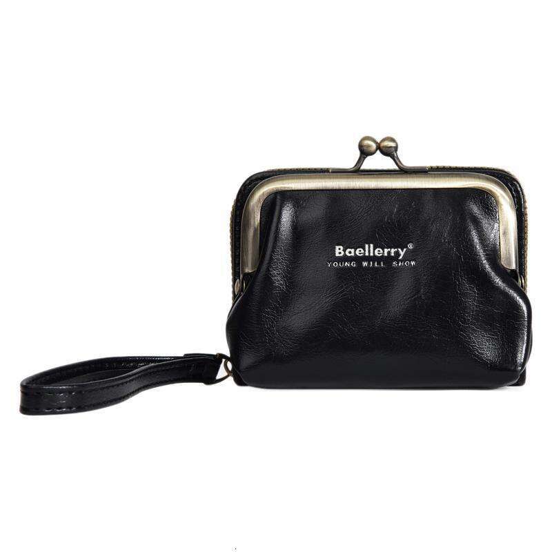 New Women's Coin Purse Baellerry Oil Wax Leather Multi-Card Slot Accordion Card Holder Ins Mini Wallet for Women