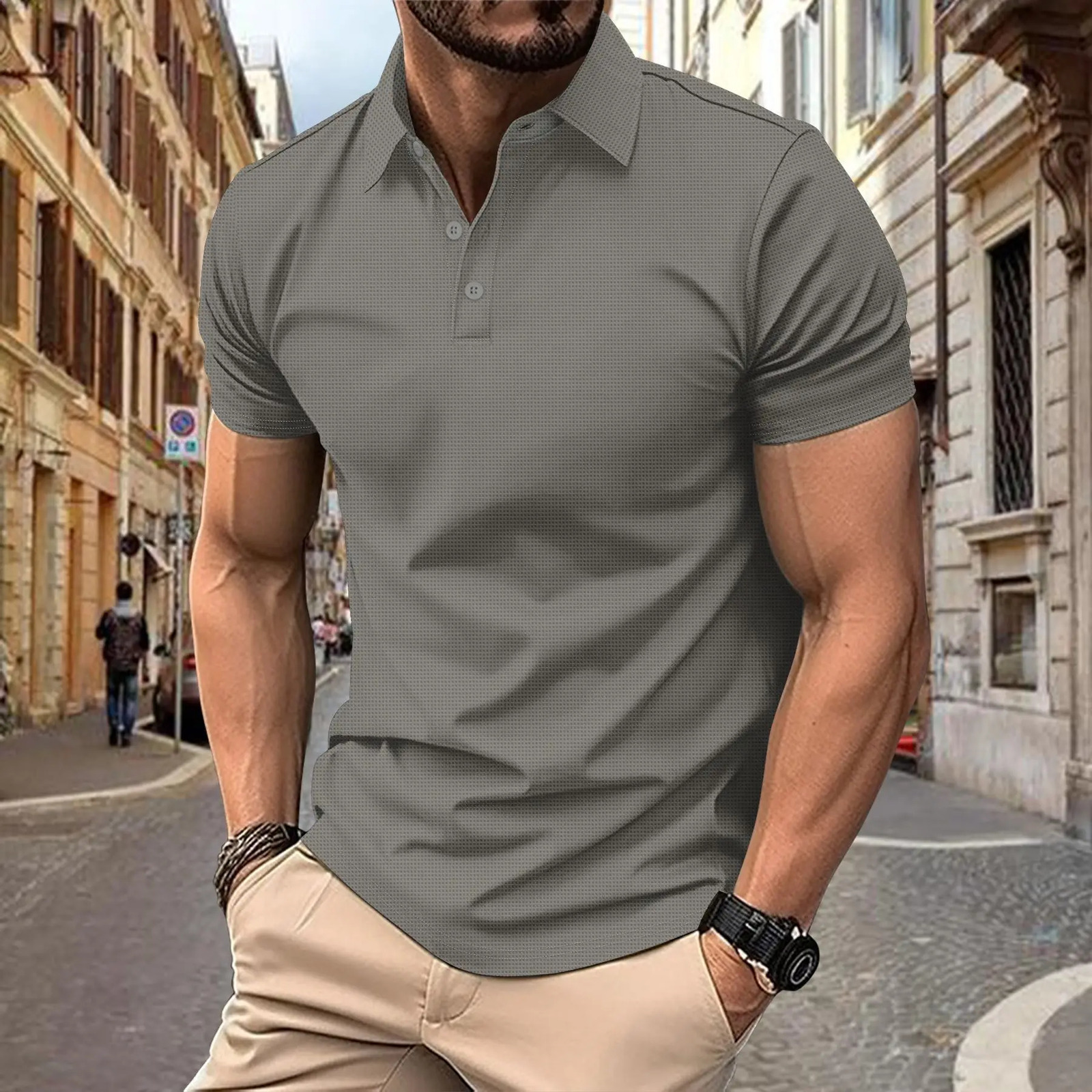 2025 European and American crossborder summer mens casual shortsleeved midstretch comfortable small checkered POLO shirt 250604Z