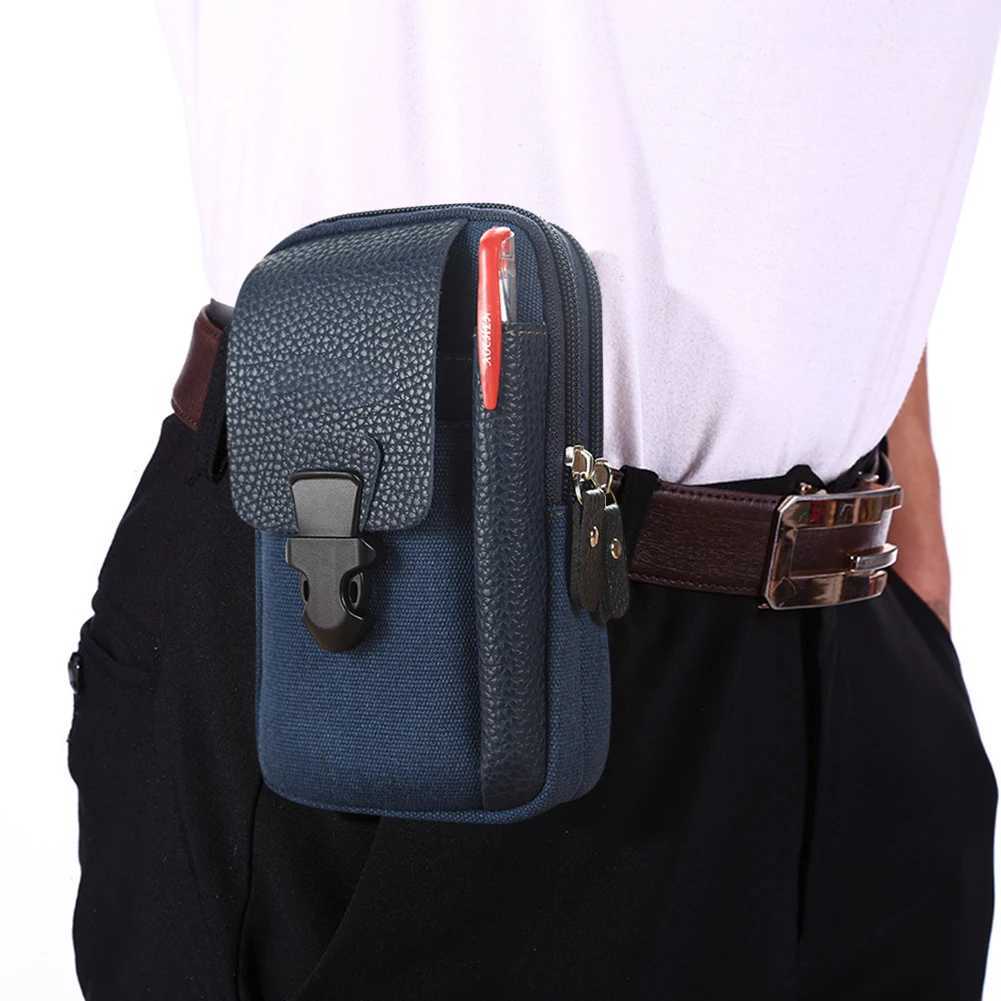 Men Business Waist Packs Canvas Casual Fanny Bum Bag Sports Mobile Phone Pouch Vintage Bags for Men Birthday Festival Gifts W250604