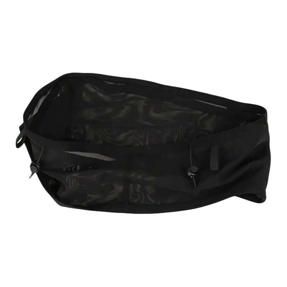 Black Waist Pack Multi Pocket Elastic Mesh Fabric Waistbag Waist Pack with Fixed Belt Fanny Pack Waistbag Mesh Fabric Waist Bags W250604