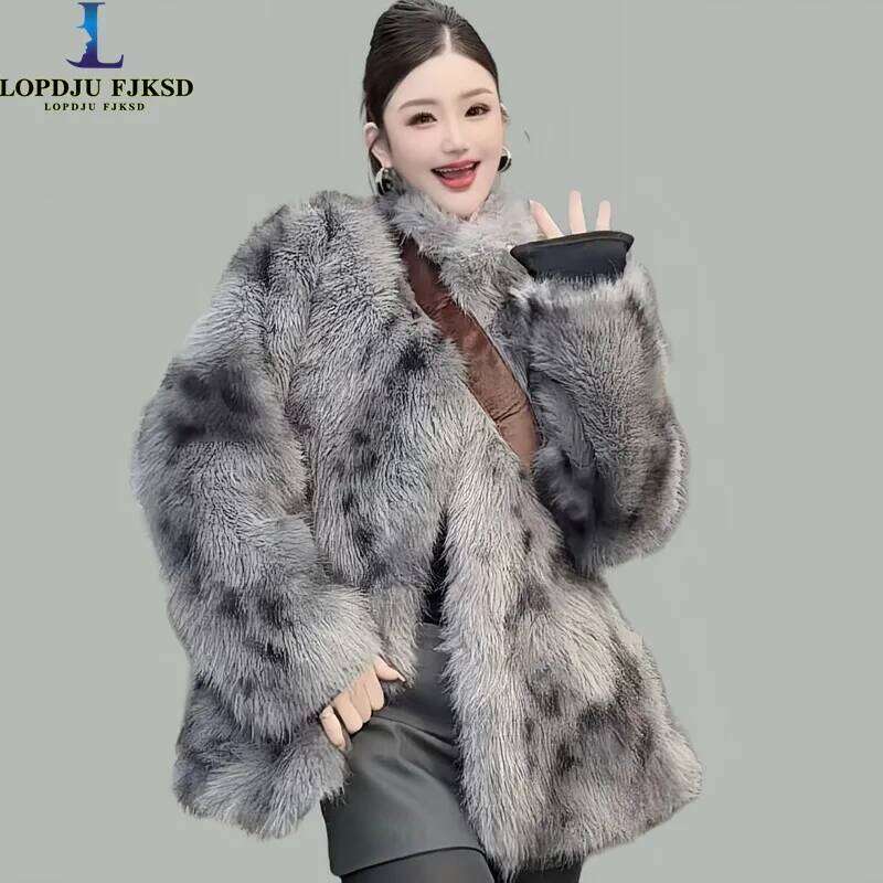 Faux Fox Fur Coats For Women,Covered Button Jacket,Female Thick Warm Clothes,O-Neck,High Quality, New, Winter,2025