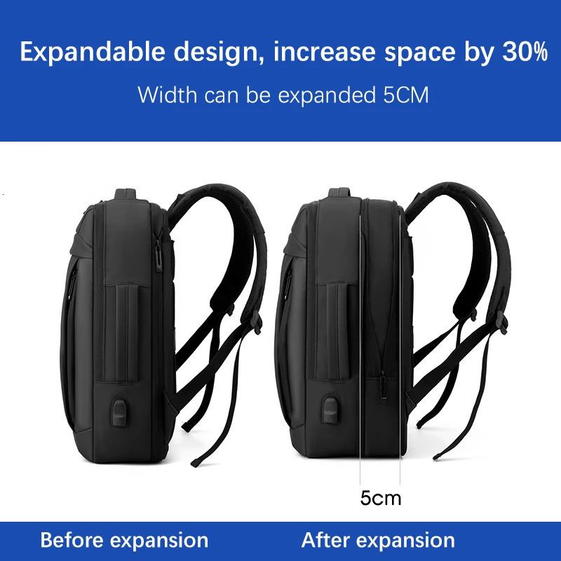 17 Inch Business Laptop Backpack Waterproof Notebook For Men School Book Bag Expandable Multifunction USB Charging Man Backpacks 250530