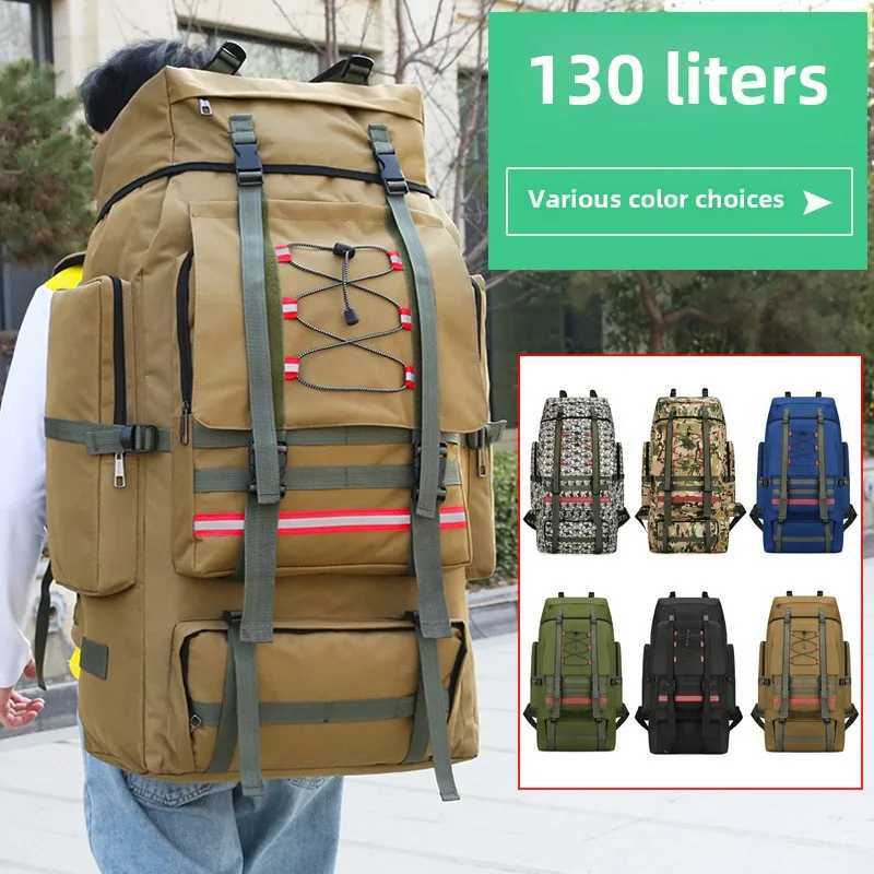 130L Large Capacity Mountaineering Bag Suitable Outdoor Travel Camping Climbing Adventure Multifunctional Waterproof Backpack W250603