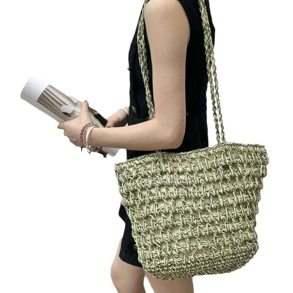 Straw Tote Bags For Women Designer Handbag And Purse 2025 New In Handmade Weave Large Capacity Shoulder Casual Beach Bag