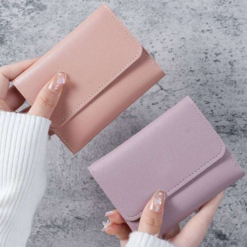 New Cute Small Wallets Girl Hasp Credit Card Holder PU Leather Coin Purse Female Wallet Short Purses for Women Gift