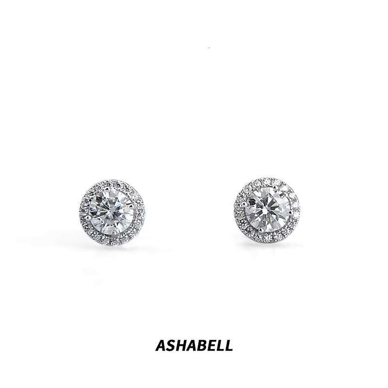 Ashabell Fashion Unisex Moissanite S925 Full Diamond Earrings and American Hip Hop Silver European Luxury Vintage 925 Silver 4mm
