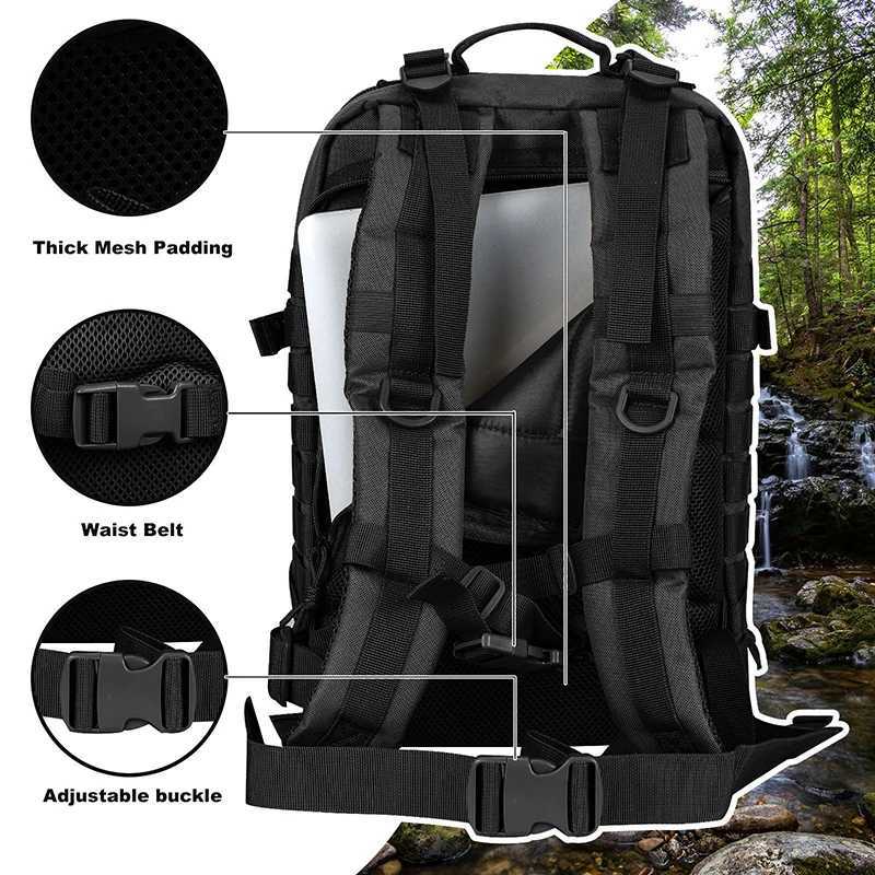Oulylan Mens Outdoor Sports Waterproof Backpack Hiking Bag Camping MOLLE Expansion Tactical Shoulder Backpack W250603