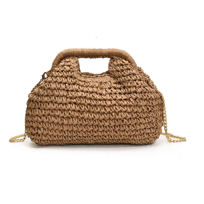 Vacation Shell 2025 New Women's Handbag Mori Style Straw Woven Shoulder Beach Chain Crossbody Bag