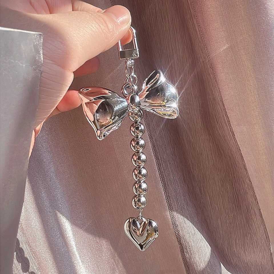 Fashion Bowknot Keychain for Women Luxury Bag Hanging Decoration Mobile Phone Bead Keyring Party Jewelry Girl Accessories W250604