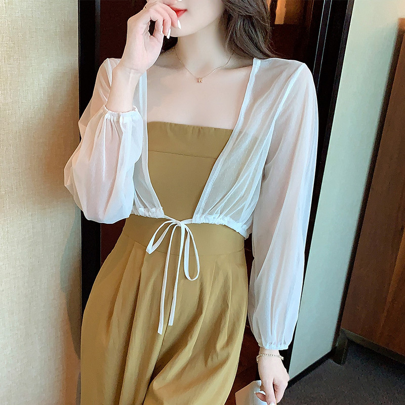 K921 Shawl coat women 2024 spring and summer new small waistcoat versatile chiffon sun protection clothing short outer wear cardigan lace