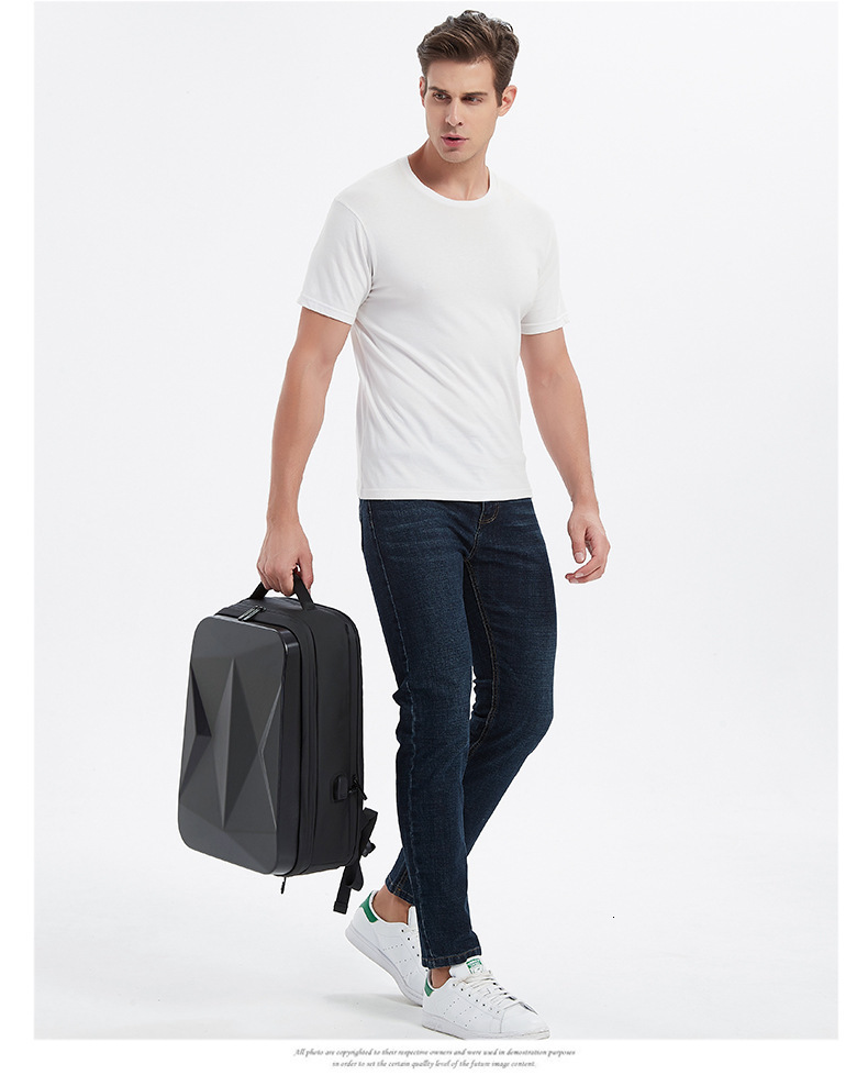 Free Shipping Large Capacity Outdoors Hard Shell Laptop Bag High-end Commuter Men's Backpack Laser Designer Bag Texture Business Backpack