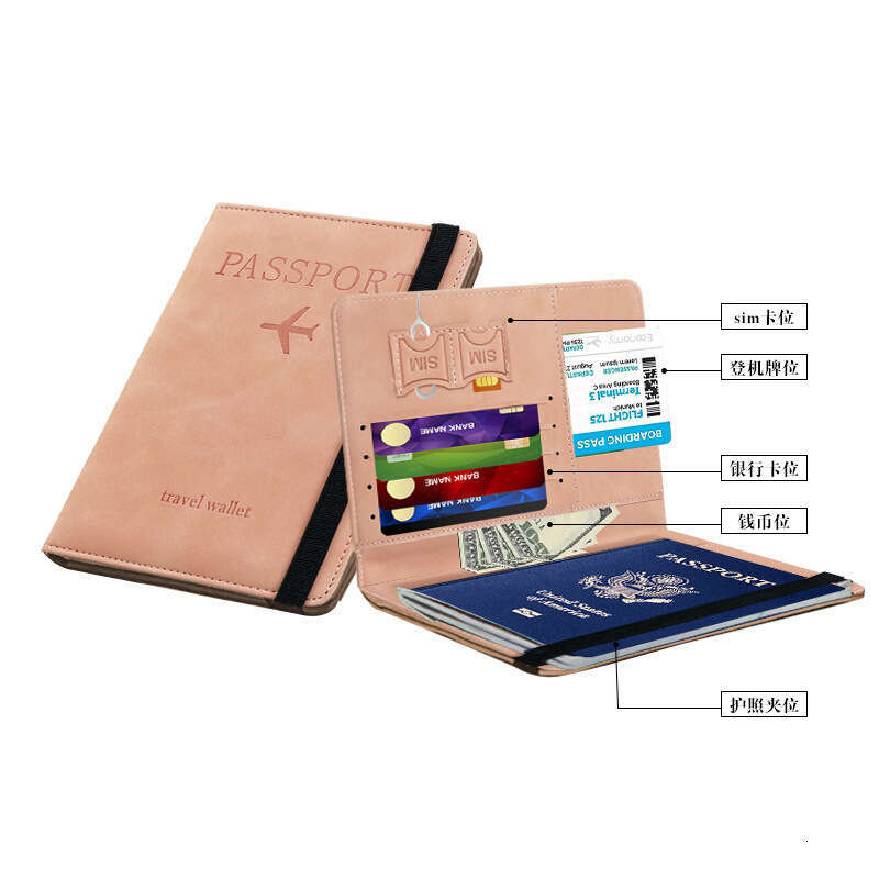 PU Leather RFID Multi-Card Slot Multi-Function Document Cover Passport Holder