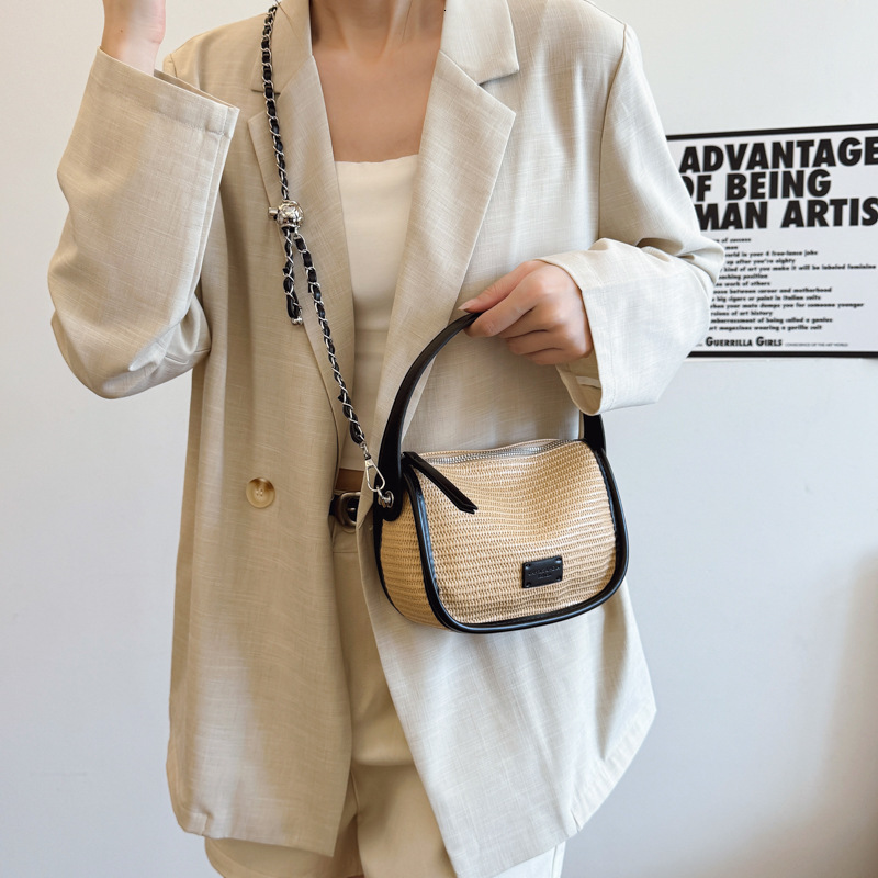 designer Handheld Color-Block Underarm Bag for Women 2025 Summer New Fashion Handheld Bag Korean Style Niche Simple Shoulder Crossbody Bag