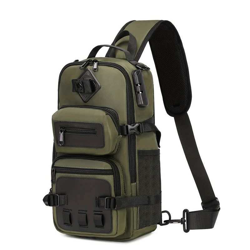 Mens Tactical Chest Bag Multifunctional Sling Backpack Outdoor Hiking Climbing Trekking Rig Pouch Casual Messenger Fanny Pack W250603