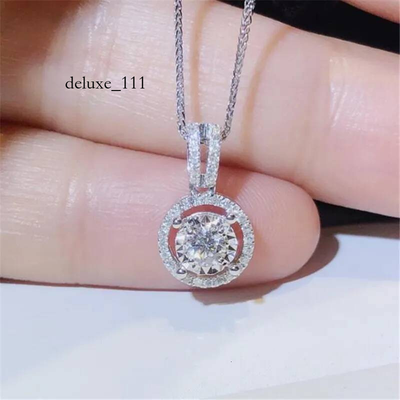 2021 Top Sell Jewelry Circle Pendant Sterling Sier Round Cut White Topaz CZ Dia Gemstones Eternity Party Women Wedding Clavicle Necklace Gift